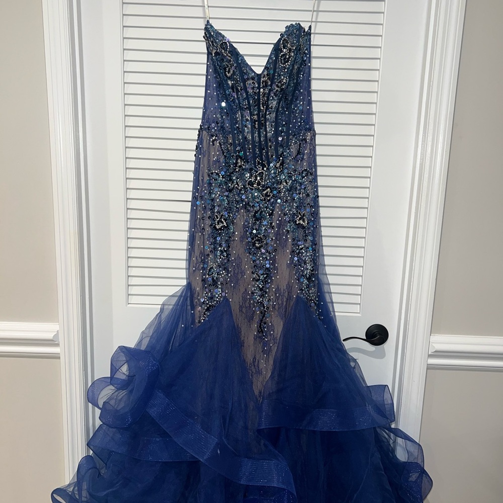 Dazzling Blue Sequin Evening Dress